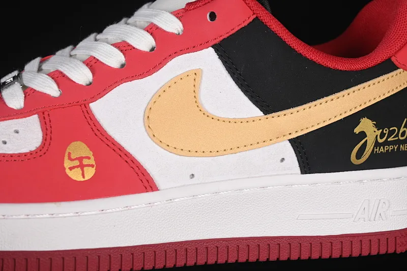All categories Nk Air Force 1 Air Force series Nk Air Force 1 Low Air Force low top Nike Air Force 1'07 Low Year of the Horse limited edition red, black and gold contrast Air Force 1 low top casual sneakers JP2026-139